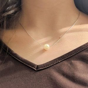 Pearl Solitaire Choker, Simple Everyday Necklace